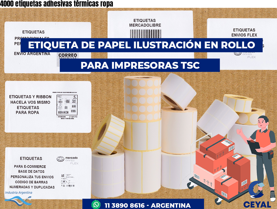 4000 etiquetas adhesivas térmicas ropa