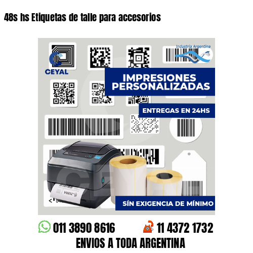 48s hs Etiquetas de talle para accesorios