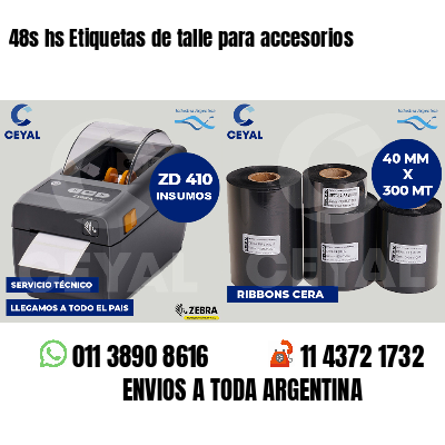 48s hs Etiquetas de talle para accesorios