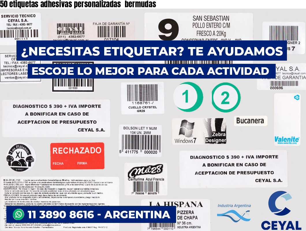 50 etiquetas adhesivas personalizadas  bermudas