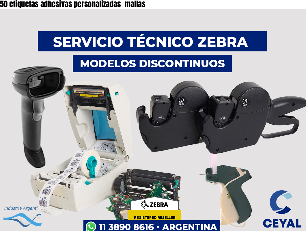 50 etiquetas adhesivas personalizadas mallas