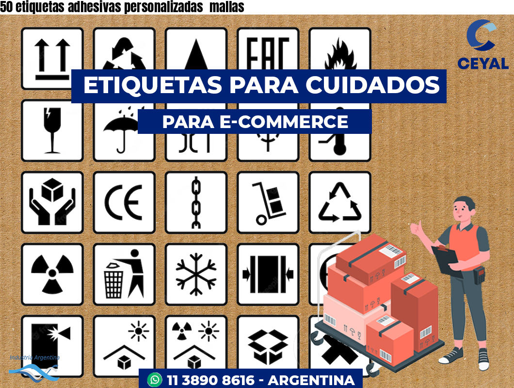 50 etiquetas adhesivas personalizadas  mallas