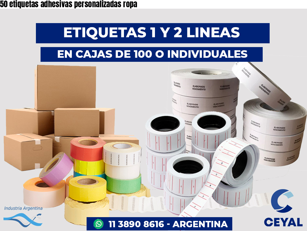 50 etiquetas adhesivas personalizadas ropa