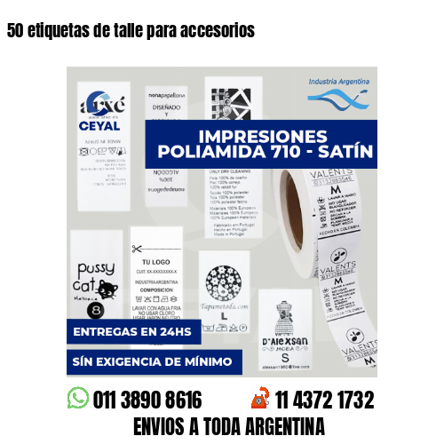 50 etiquetas de talle para accesorios