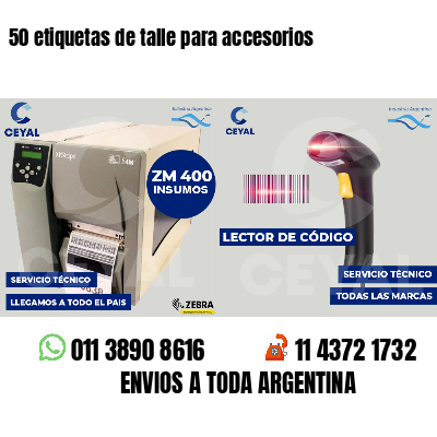 50 etiquetas de talle para accesorios