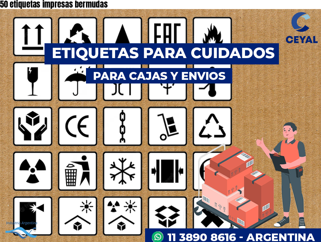50 etiquetas impresas bermudas