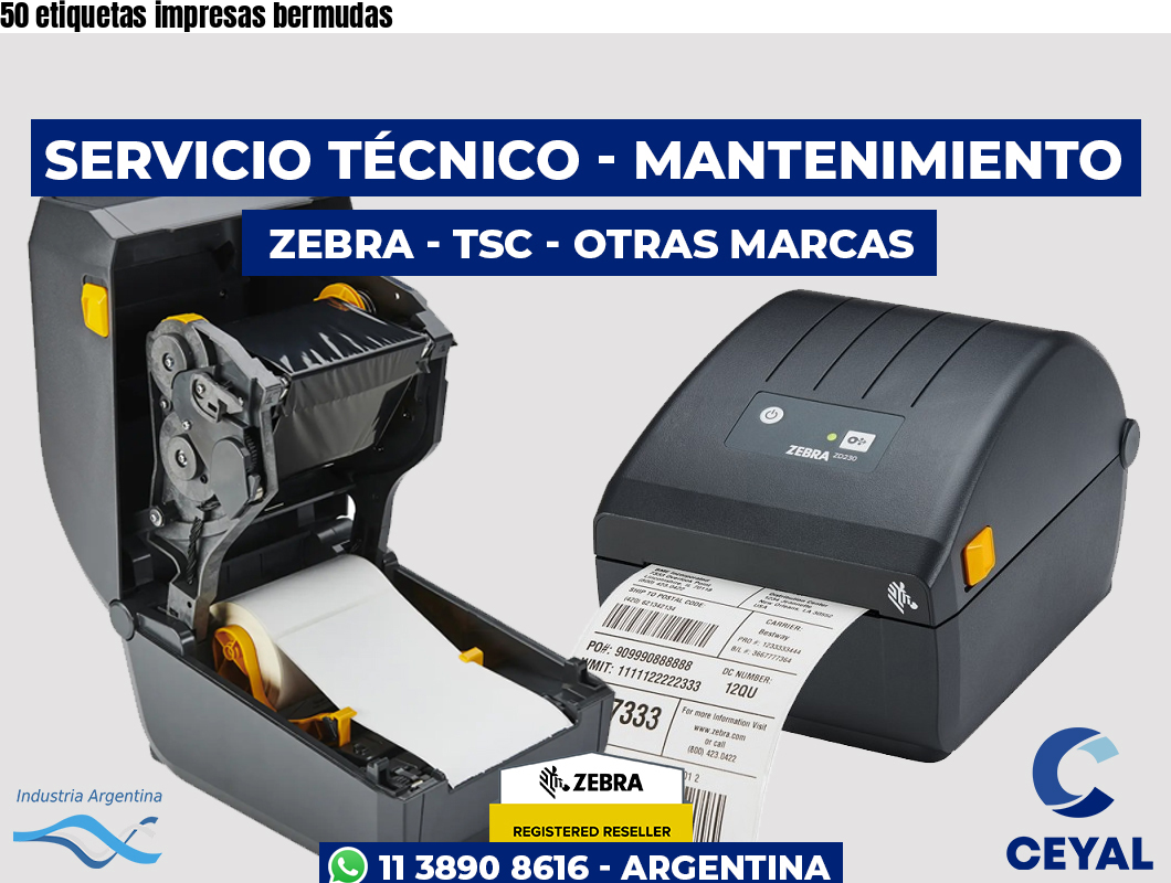 50 etiquetas impresas bermudas