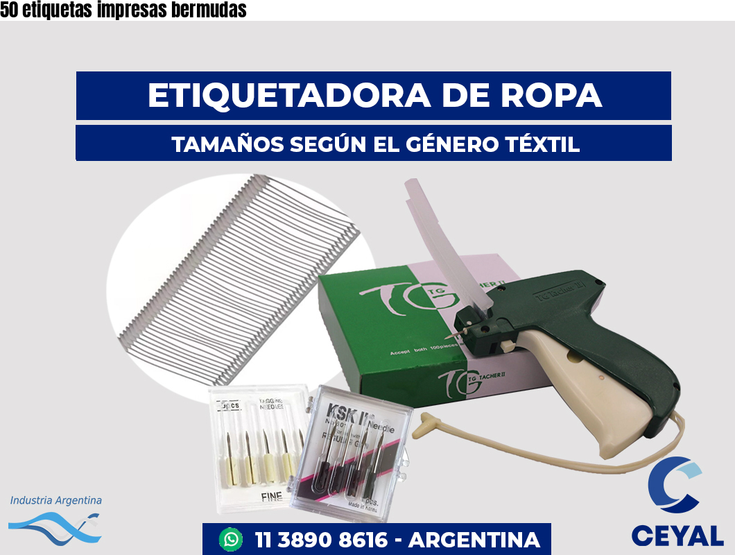 50 etiquetas impresas bermudas