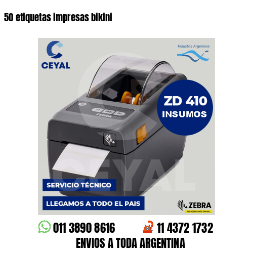 50 etiquetas impresas bikini