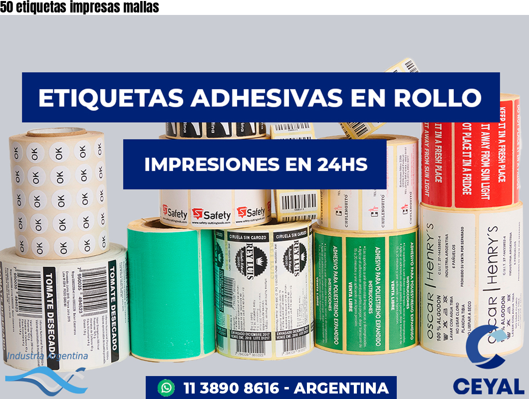 50 etiquetas impresas mallas
