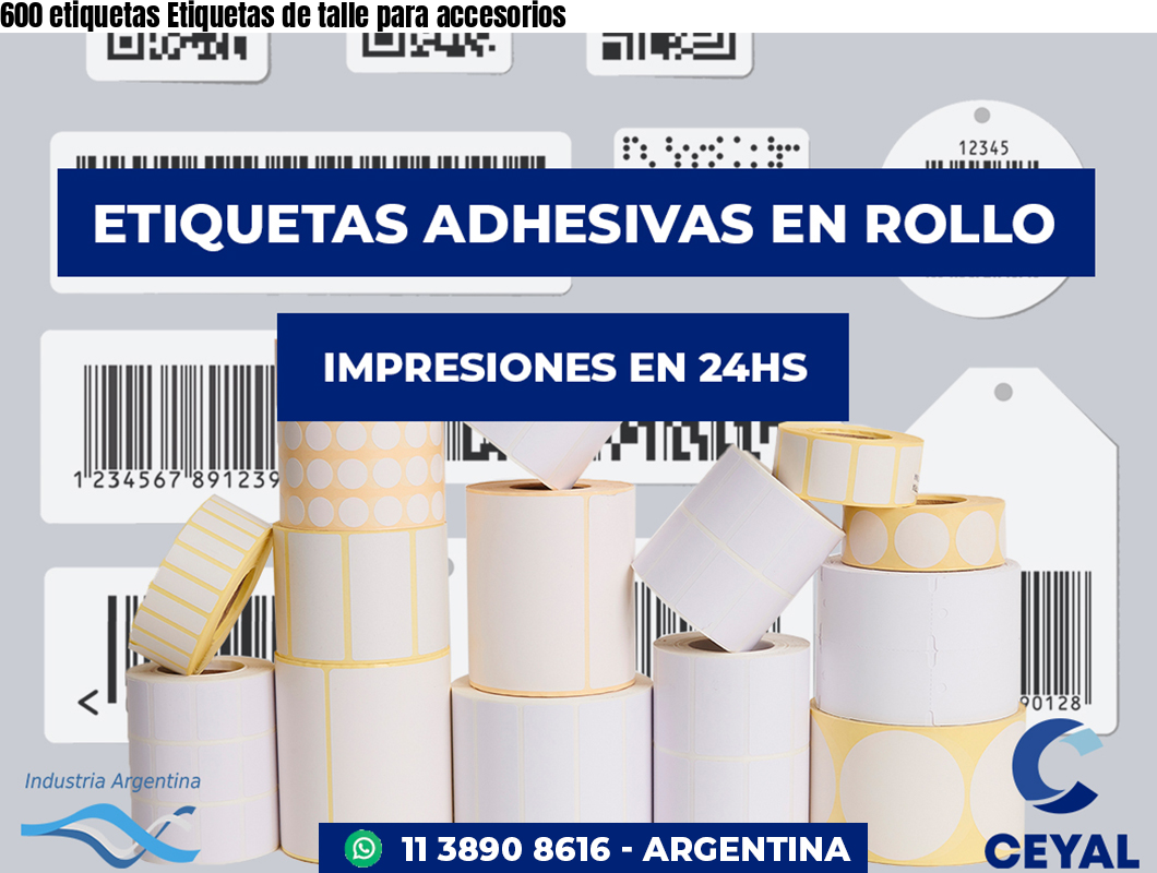 600 etiquetas Etiquetas de talle para accesorios