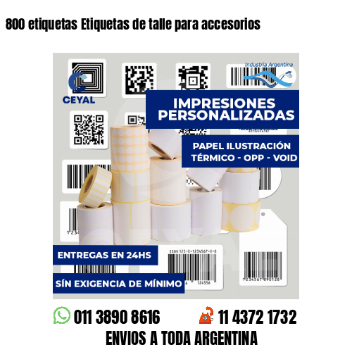 800 etiquetas Etiquetas de talle para accesorios