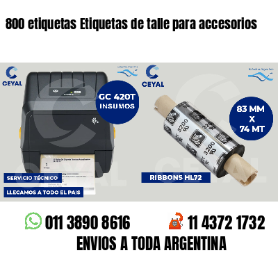 800 etiquetas Etiquetas de talle para accesorios