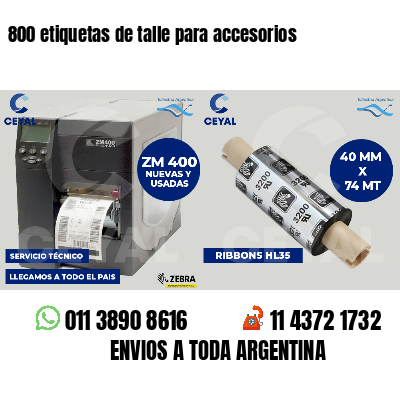 800 etiquetas de talle para accesorios