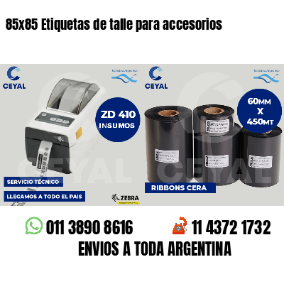 85x85 Etiquetas de talle para accesorios