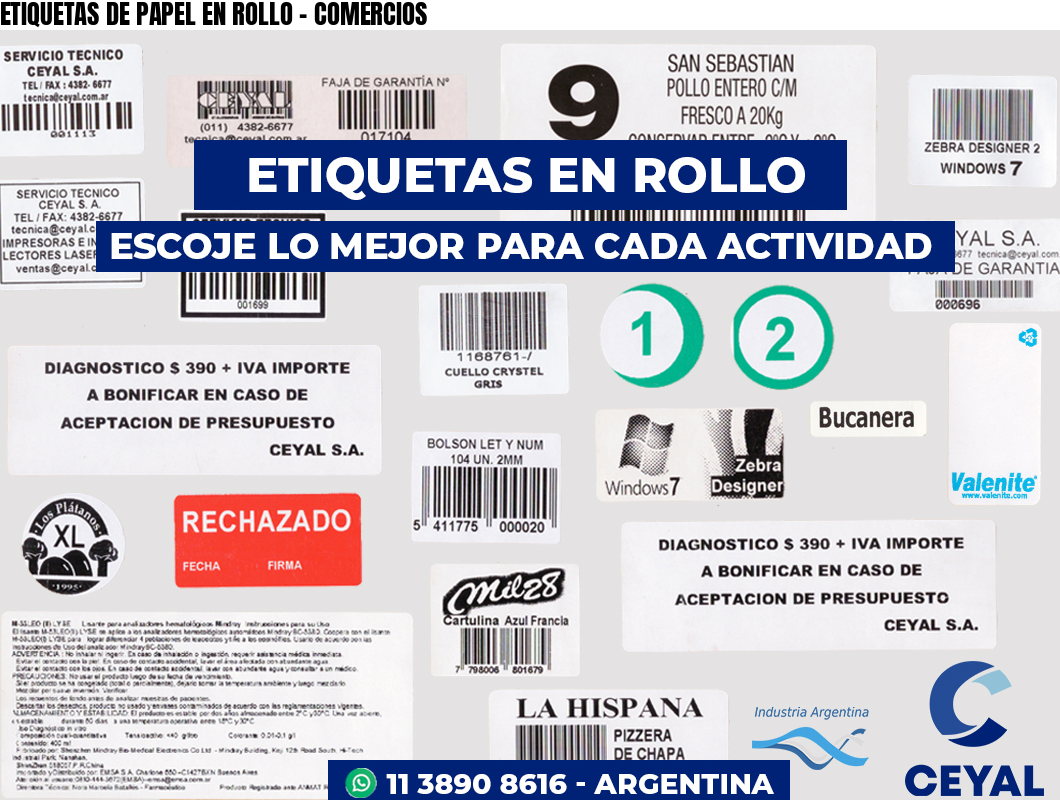ETIQUETAS DE PAPEL EN ROLLO – COMERCIOS