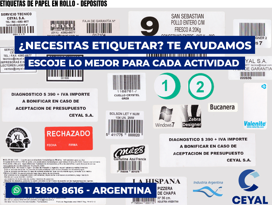 ETIQUETAS DE PAPEL EN ROLLO – DEPÓSITOS