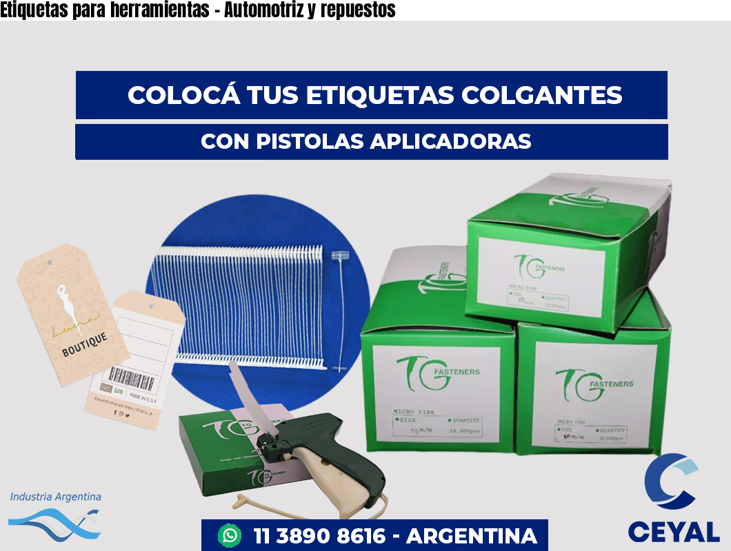 Etiquetas para herramientas - Automotriz y repuestos
