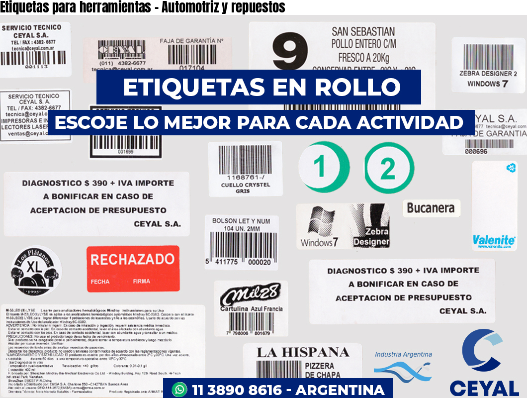 Etiquetas para herramientas – Automotriz y repuestos