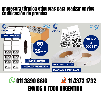 Impresora térmica etiquetas para realizar envios  - Codificación de prendas