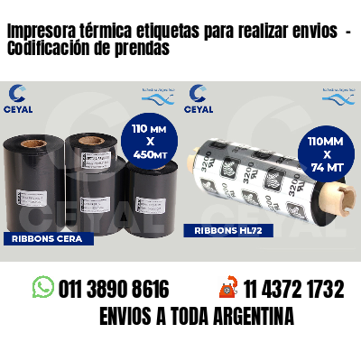 Impresora térmica etiquetas para realizar envios - Codificación de prendas