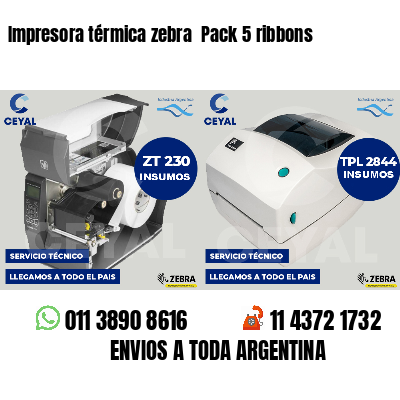 Impresora térmica zebra Pack 5 ribbons