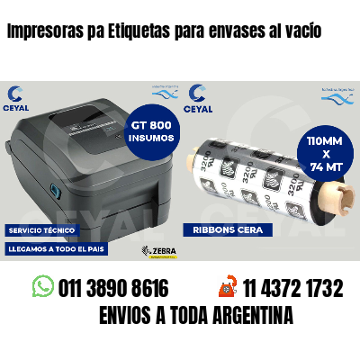 Impresoras pa Etiquetas para envases al vacío