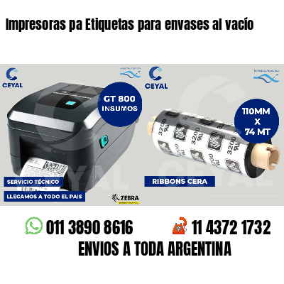 Impresoras pa Etiquetas para envases al vacío