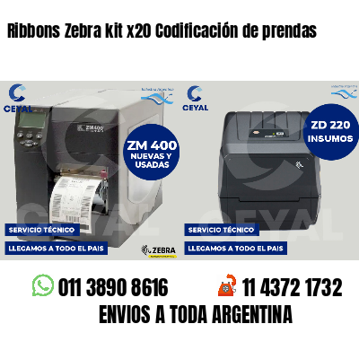 Ribbons Zebra kit x20 Codificación de prendas
