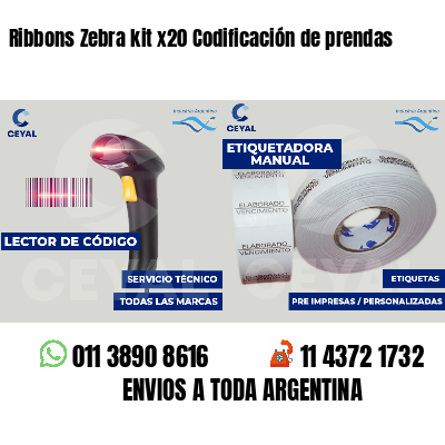 Ribbons Zebra kit x20 Codificación de prendas