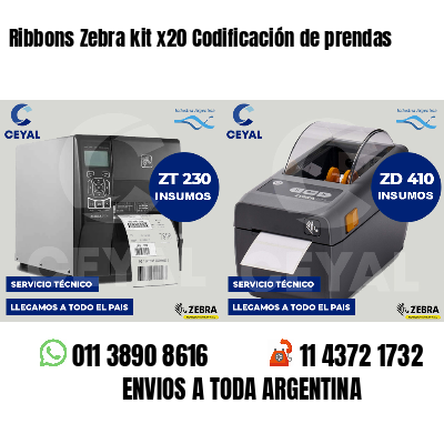 Ribbons Zebra kit x20 Codificación de prendas