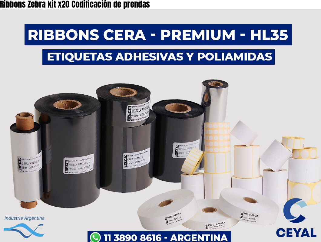 Ribbons Zebra kit x20 Codificación de prendas
