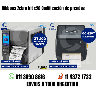 Ribbons Zebra kit x20 Codificación de prendas