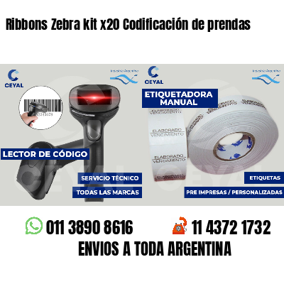 Ribbons Zebra kit x20 Codificación de prendas