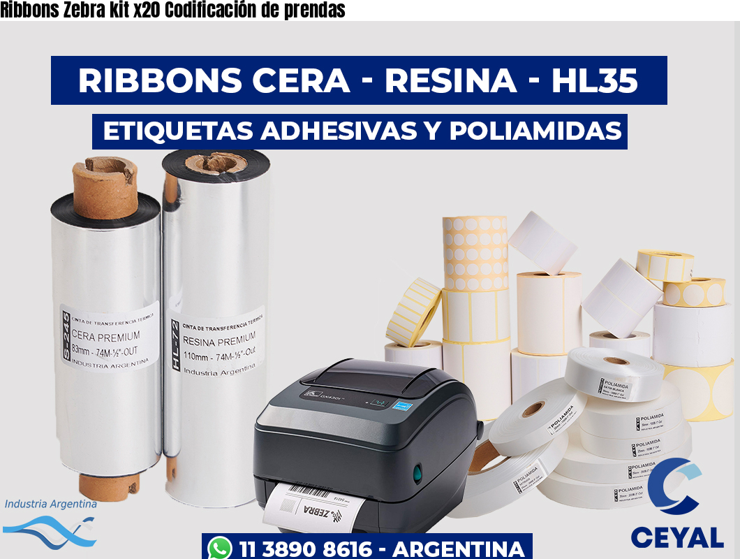 Ribbons Zebra kit x20 Codificación de prendas