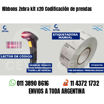 Ribbons Zebra kit x20 Codificación de prendas