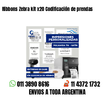 Ribbons Zebra kit x20 Codificación de prendas