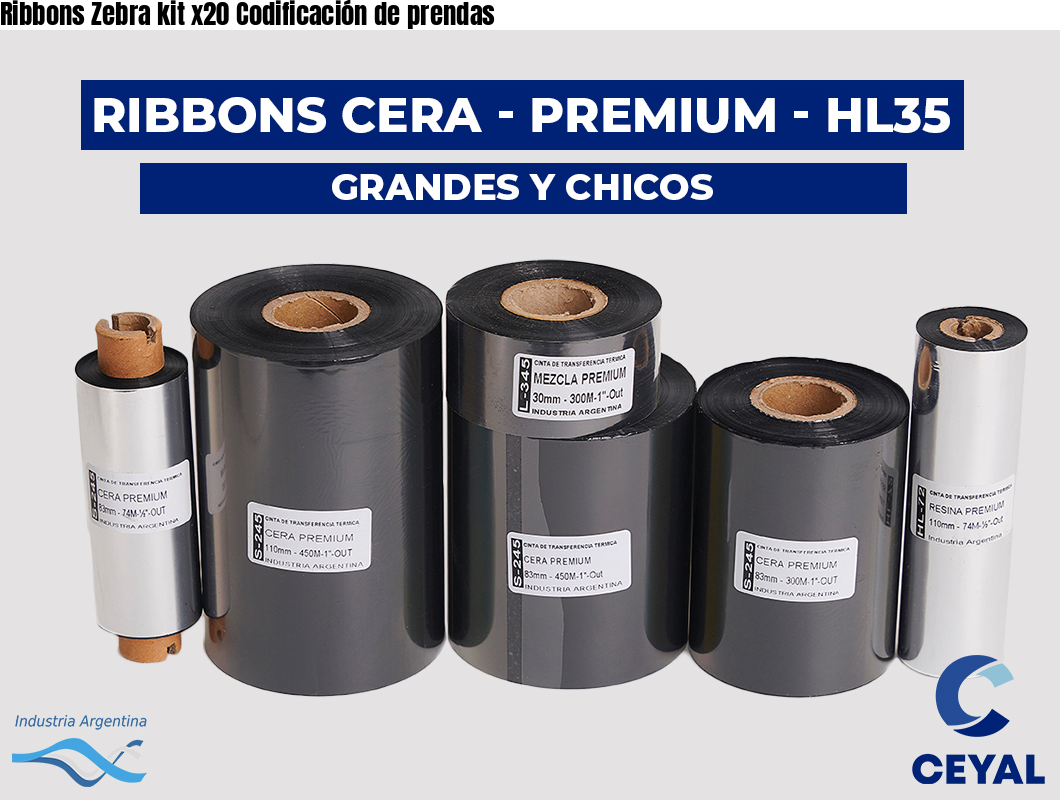 Ribbons Zebra kit x20 Codificación de prendas