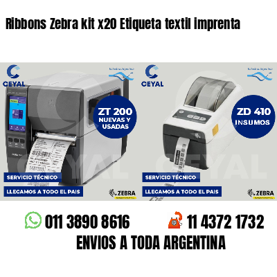 Ribbons Zebra kit x20 Etiqueta textil imprenta
