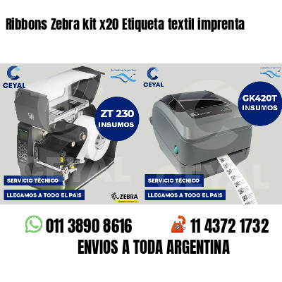 Ribbons Zebra kit x20 Etiqueta textil imprenta