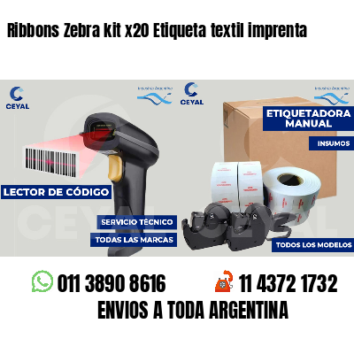 Ribbons Zebra kit x20 Etiqueta textil imprenta