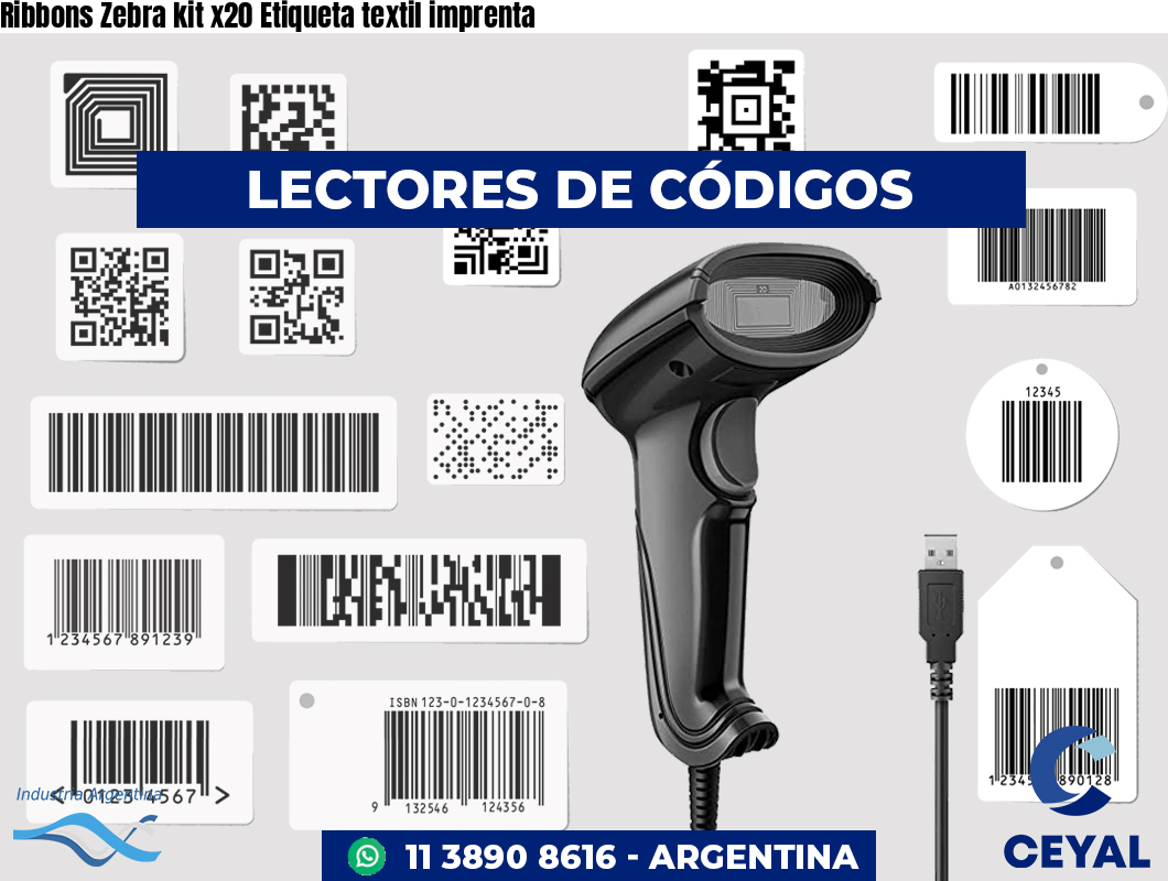 Ribbons Zebra kit x20 Etiqueta textil imprenta