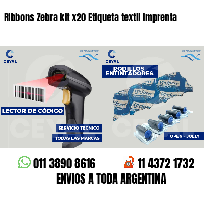 Ribbons Zebra kit x20 Etiqueta textil imprenta