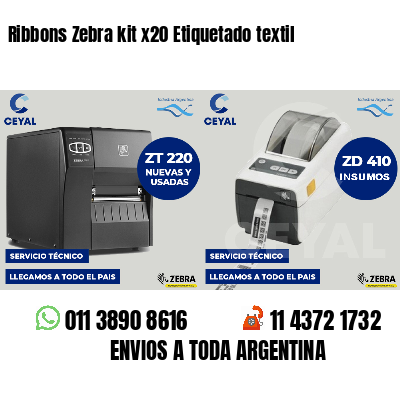 Ribbons Zebra kit x20 Etiquetado textil