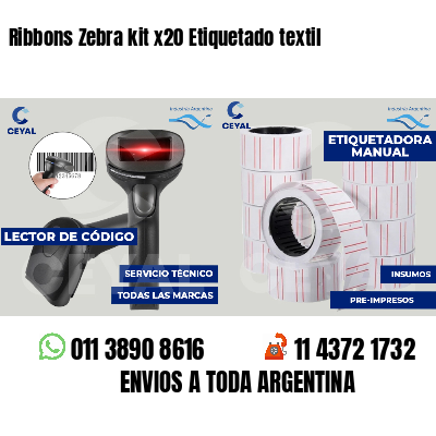 Ribbons Zebra kit x20 Etiquetado textil