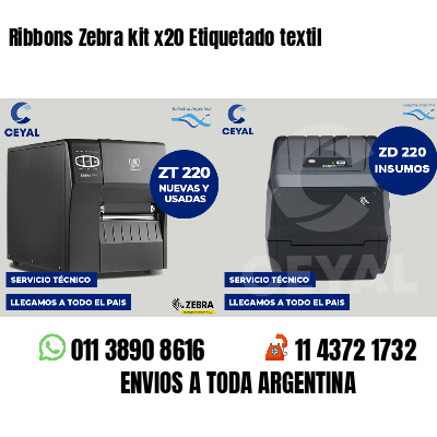 Ribbons Zebra kit x20 Etiquetado textil