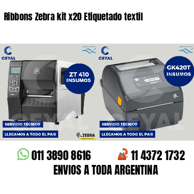 Ribbons Zebra kit x20 Etiquetado textil