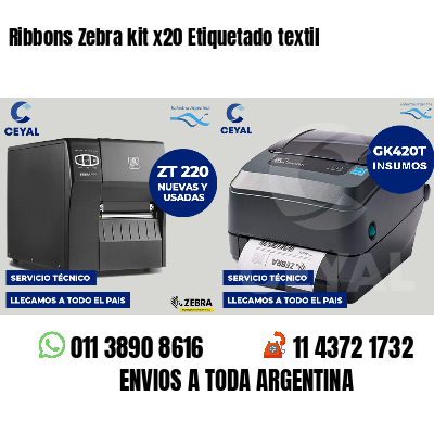 Ribbons Zebra kit x20 Etiquetado textil