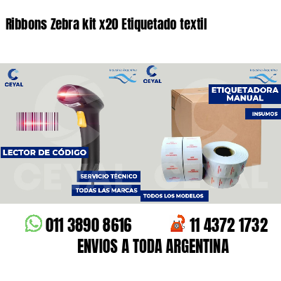 Ribbons Zebra kit x20 Etiquetado textil