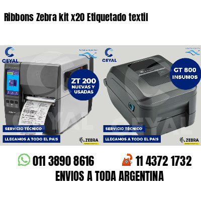 Ribbons Zebra kit x20 Etiquetado textil